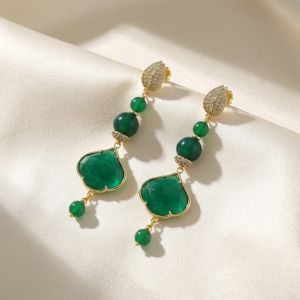 Cercei "Forest Moon" din agat verde