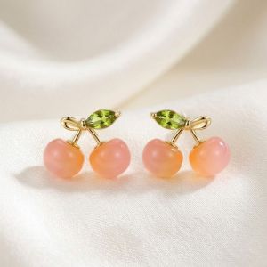 Cercei "Baby Honey Cherries" placati cu aur