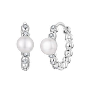 Cercei "Bianna" din argint, perle si Moissanite