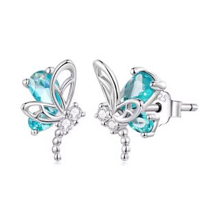 Cercei "Aqua Wings" din argint si cristale