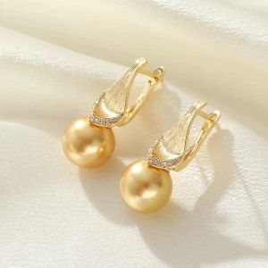 Cercei "Gold Glow" placati cu aur