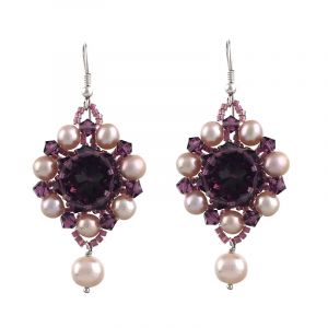 Cercei exclusivisti din perle naturale si cristale Swarovski Amethyst