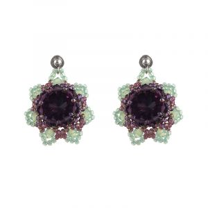 Cercei exclusivisti din cristale Swarovski Amethyst, Pacific Opal si argint