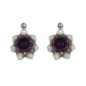 Cercei exclusivisti din cristale Swarovski Amethyst, Pacific Opal si argint