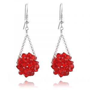 Cercei `disco ball` din argint si cristale Preciosa Light Siam Glitter