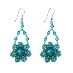 Cercei din argint si cristale Swarovski Blue Zircon