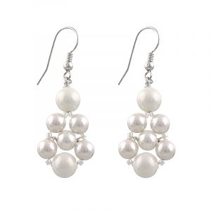 Cercei din perle de Mallorca albe si argint
