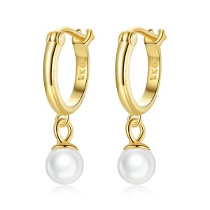 Cercei din argint si perle albe