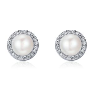 Cercei eleganti din argint si perle