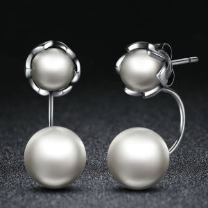 Cercei din argint si perle albe