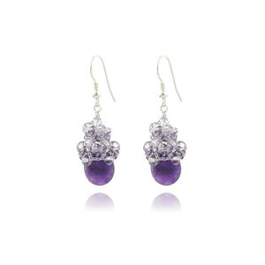 Cercei ametist lacrima si Swarovski Light Amethyst