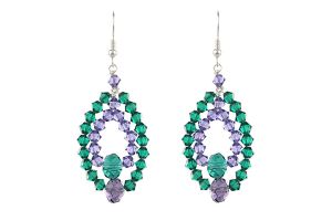 Cercei cristale Swarovski Emerald si Tanzanite