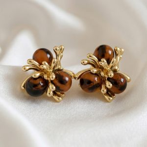 Cercei "Deep Brown" din jasp