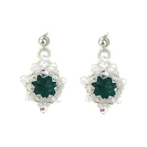 Cercei rivoli din Swarovski Emerald si Crystal AB