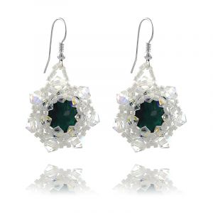 Cercei rivoli din Swarovski Emerald si Crystal AB