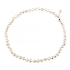 Colier clasic din perle naturale albe 6 - 7 mm A