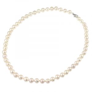 Colier clasic din perle naturale albe 7 - 9 mm AA