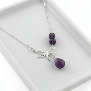 Colier Dragonfly din argint si ametist