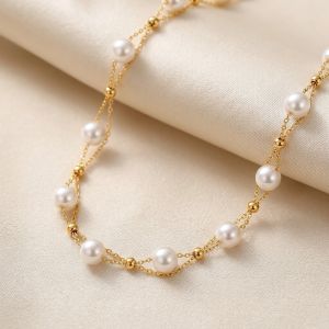 Colier "Golden Web'' placat cu aur si perle