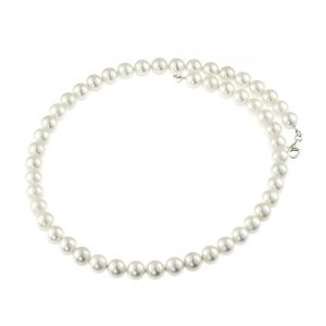 Colier clasic perle de Mallorca albe si argint