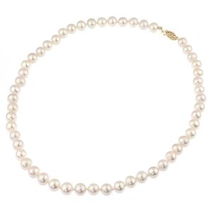 Colier perle naturale albe 7 - 9 mm AAA si inchizatoare aur 14K