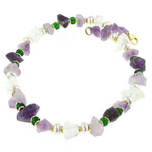 Colier "Northern Lights" din ametist, cuart si perle de Mallorca