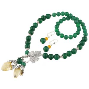 Set citrin, agat verde si jad galben