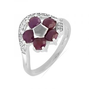 Inel din argint, rubin si topaz