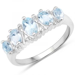 Inel din argint si topaz albastru