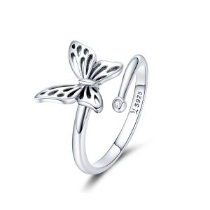 Inel Fluture din argint si cristal