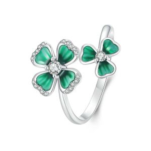 Inel "Irish luck" din argint si cristale
