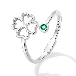 Inel "Clover" din argint si cristal
