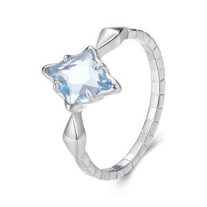 Inel "Glance" din argint si cristal