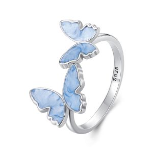 Inel "Blue butterflies" din argint