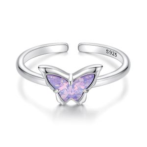 Inel "Pink butterfly" din argint si cristale