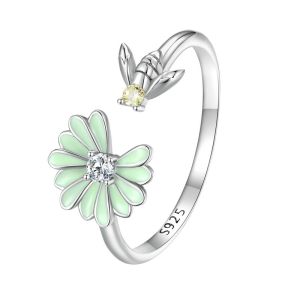 Inel "Bee and flower" din argint