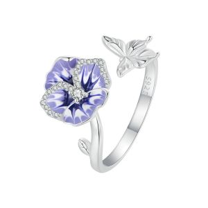 Inel "Pansy" din argint si cristale