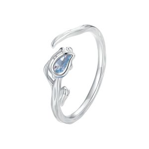 Inel "Blue Tulip" din argint si cristal