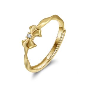 Inel "Bowknot" argint placat cu aur 14k si cristal