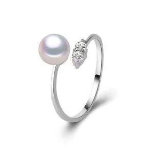 Inel "Touch me" din argint, perla si cristale