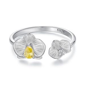 Inel "Silver orchid" din argint si cristale