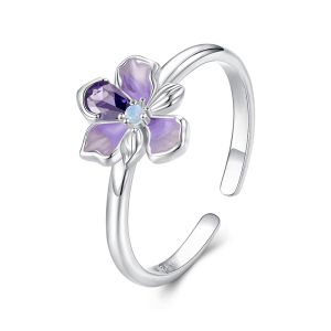 Inel "Wildflower" din argint si cristale