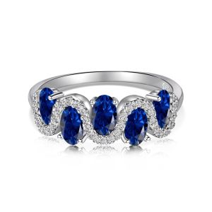 Inel "Blue Wavy" din argint si cristale
