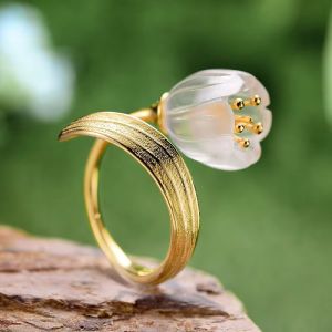Inel "Clear Tulip" din argint placat cu aur