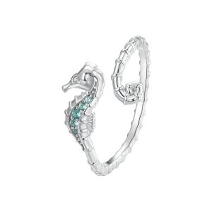 Inel "Seahorse" din argint si cristale
