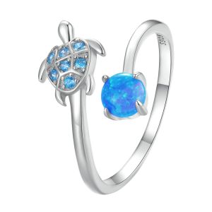 Inel "Tortuga Azul" din argint si cristale