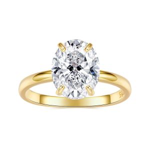 Inel "Golden Oval Cut" din argint si cristale