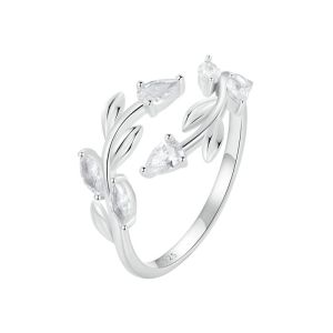 Inel "Crystal Leaf" din argint si cristale