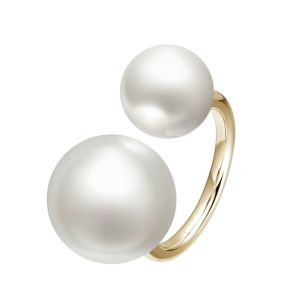 Inel "Double White" placat cu aur