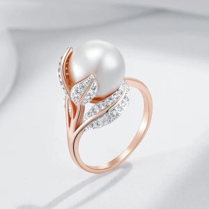 Inel "White Blossom" placat cu aur roz